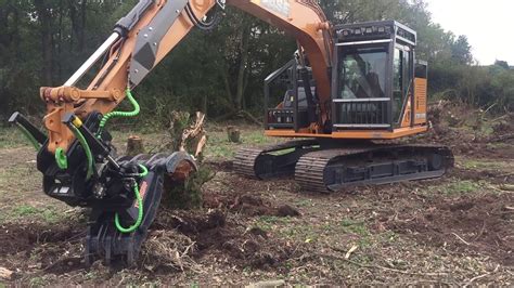 mini excavator stump removal|excavator size for land clearing.